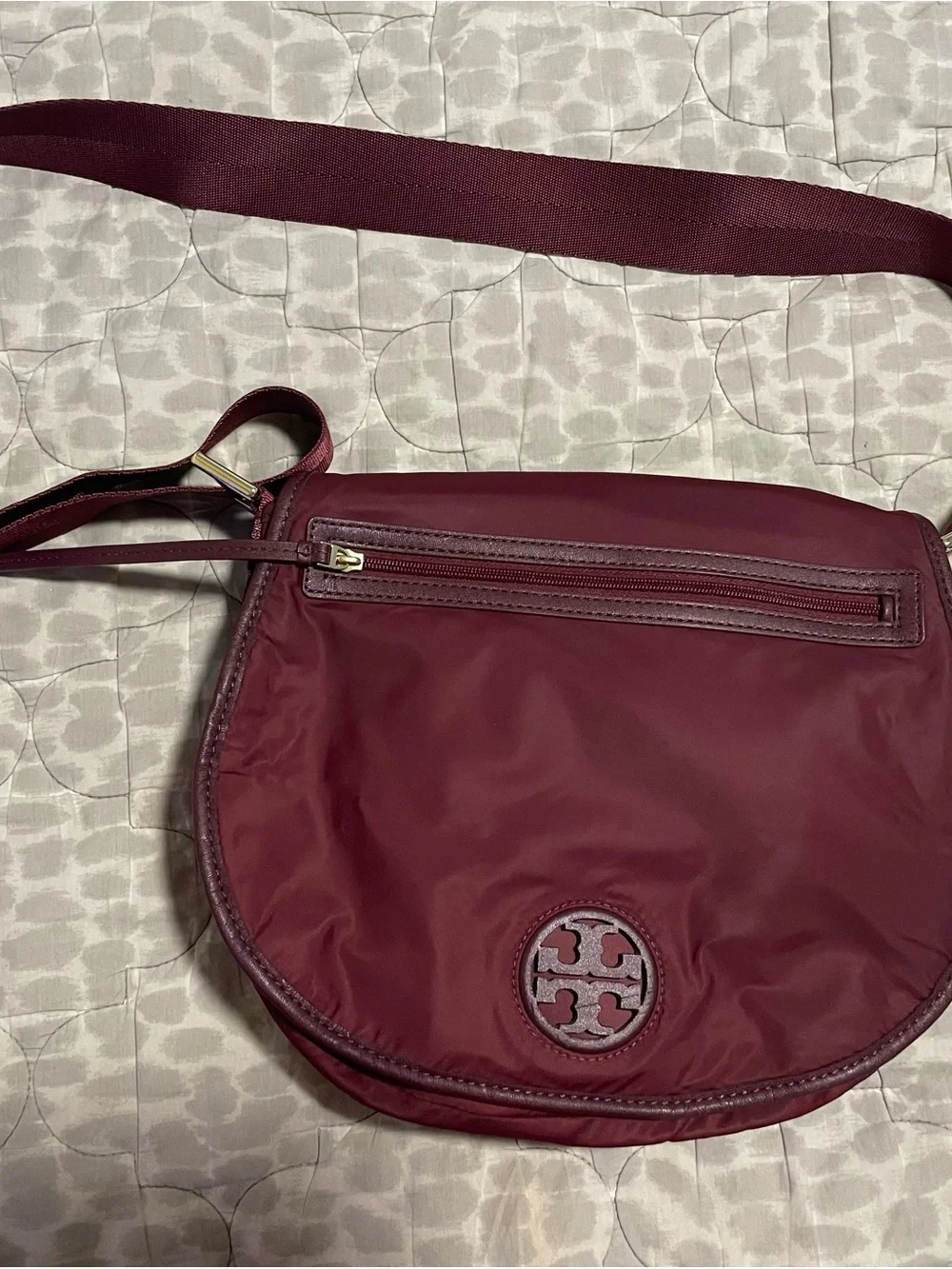 EUC Tory Burch Maroon Nylon Crossbody Bag